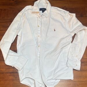 Ralph Lauren Men's White Button-Down Oxford Shirt with Pony Logo